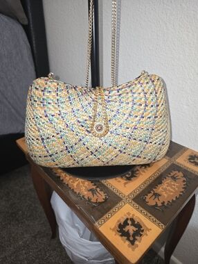 Structured Multi-colored Woven Handbag